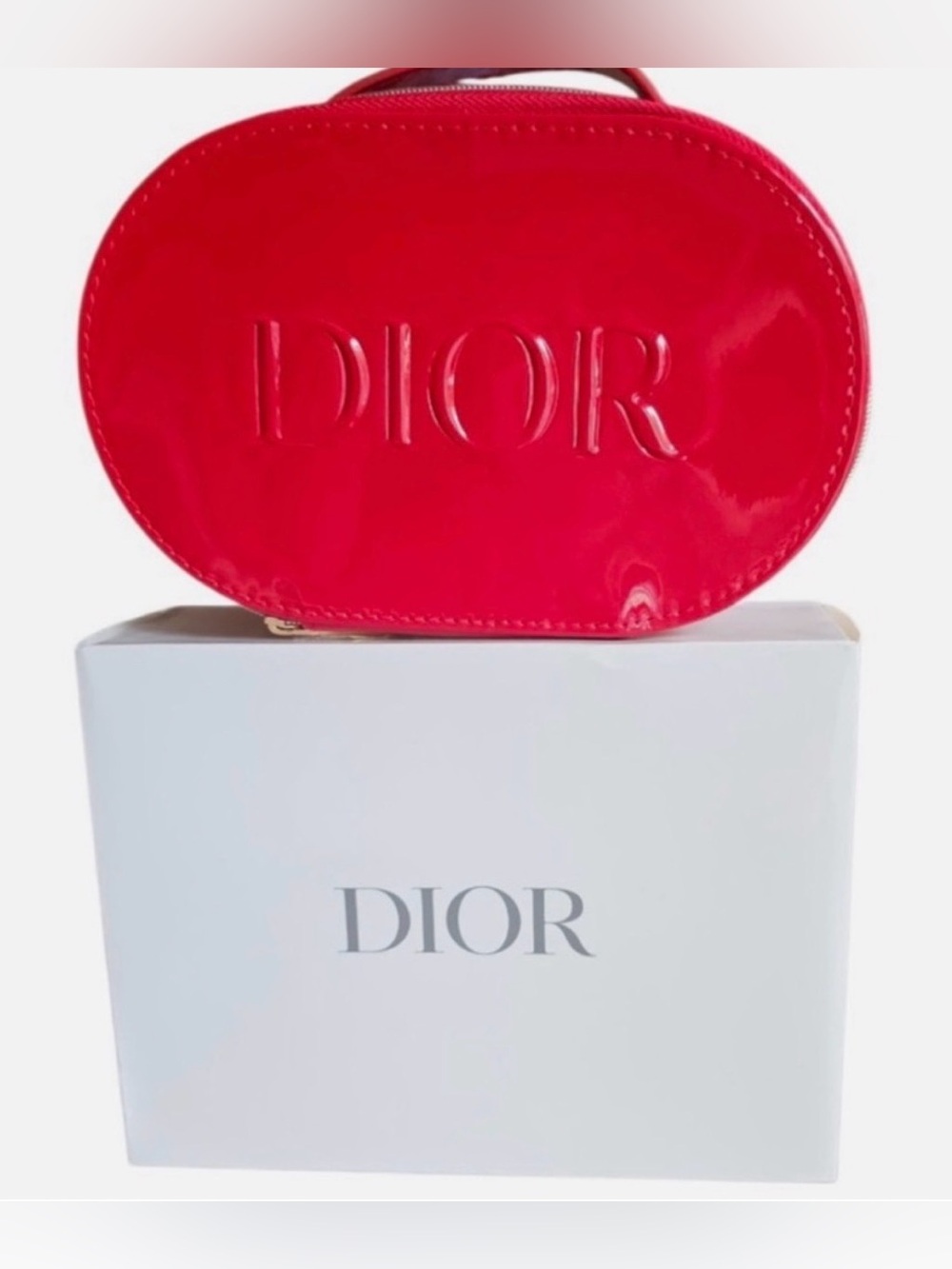 Dior Red Oval Vanity Case or Jewelry Box NIB Dior Beauty